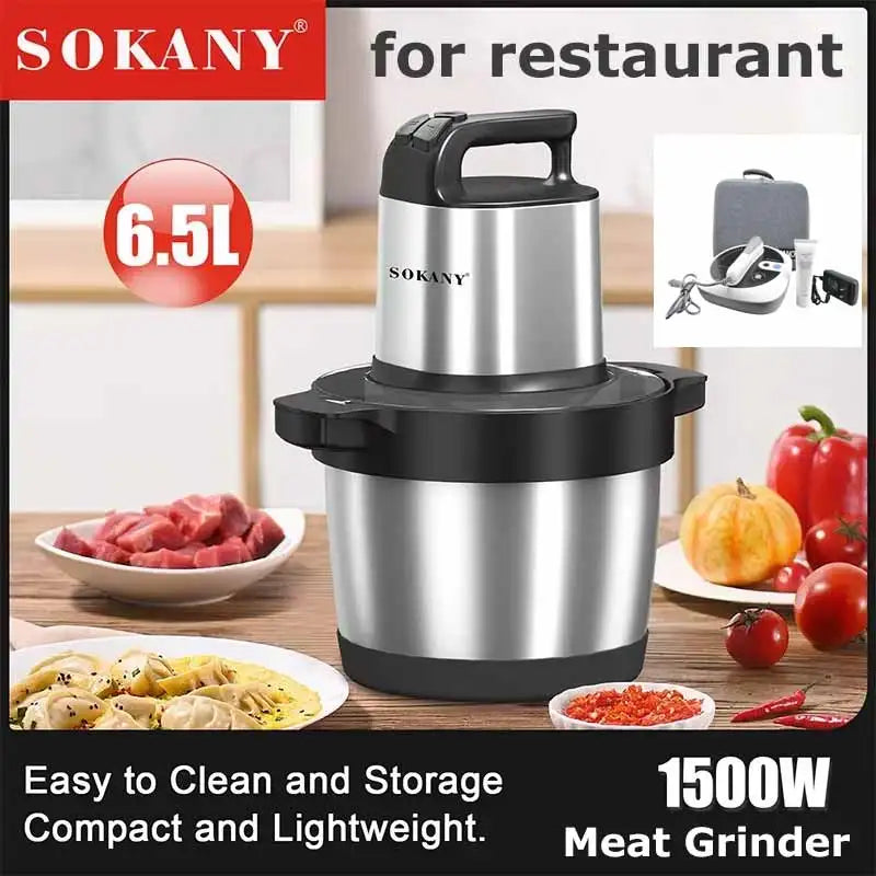 Food Processor 6.5L Electric Meat Grinders Stainless Steel Vegetable Slicer Chopper Crusher Kitchen Blenders Home Appliance