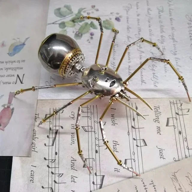 Metal Assembled Insect Ocean Player Spider Dragonfly Mosquito Punk Decorative Gift 3D DIY Tight Mechanical Insect Science Museu