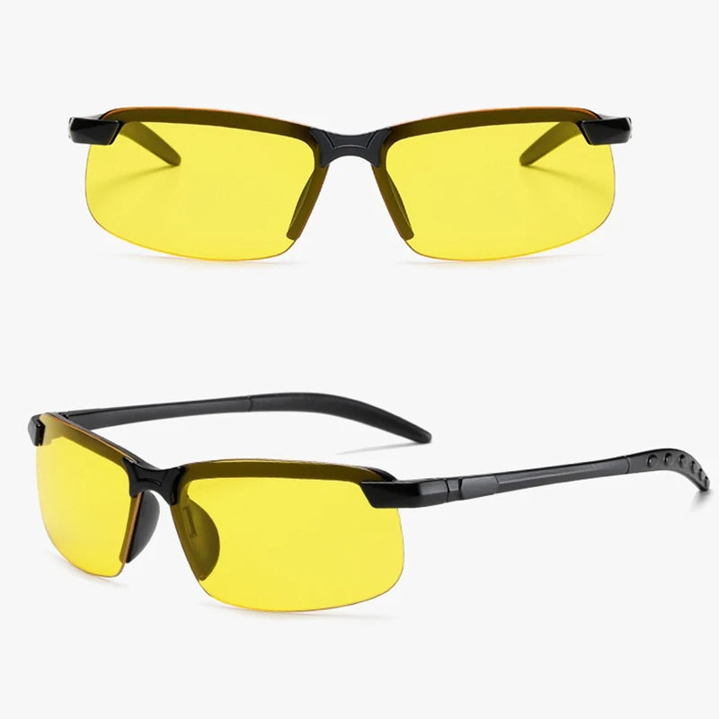 Night Vision Glasses Men Anti-Glare Driving Goggle Half Frame Polarized Sunglasses for Driver UV400 Day and Night Car Goggles