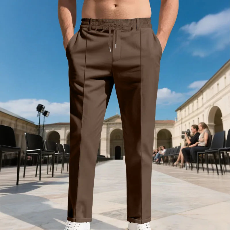 Men's Solid Color Large-Sized Form-Fitting Business Casual Pants Simple Design for Professional And Everyday Wear
