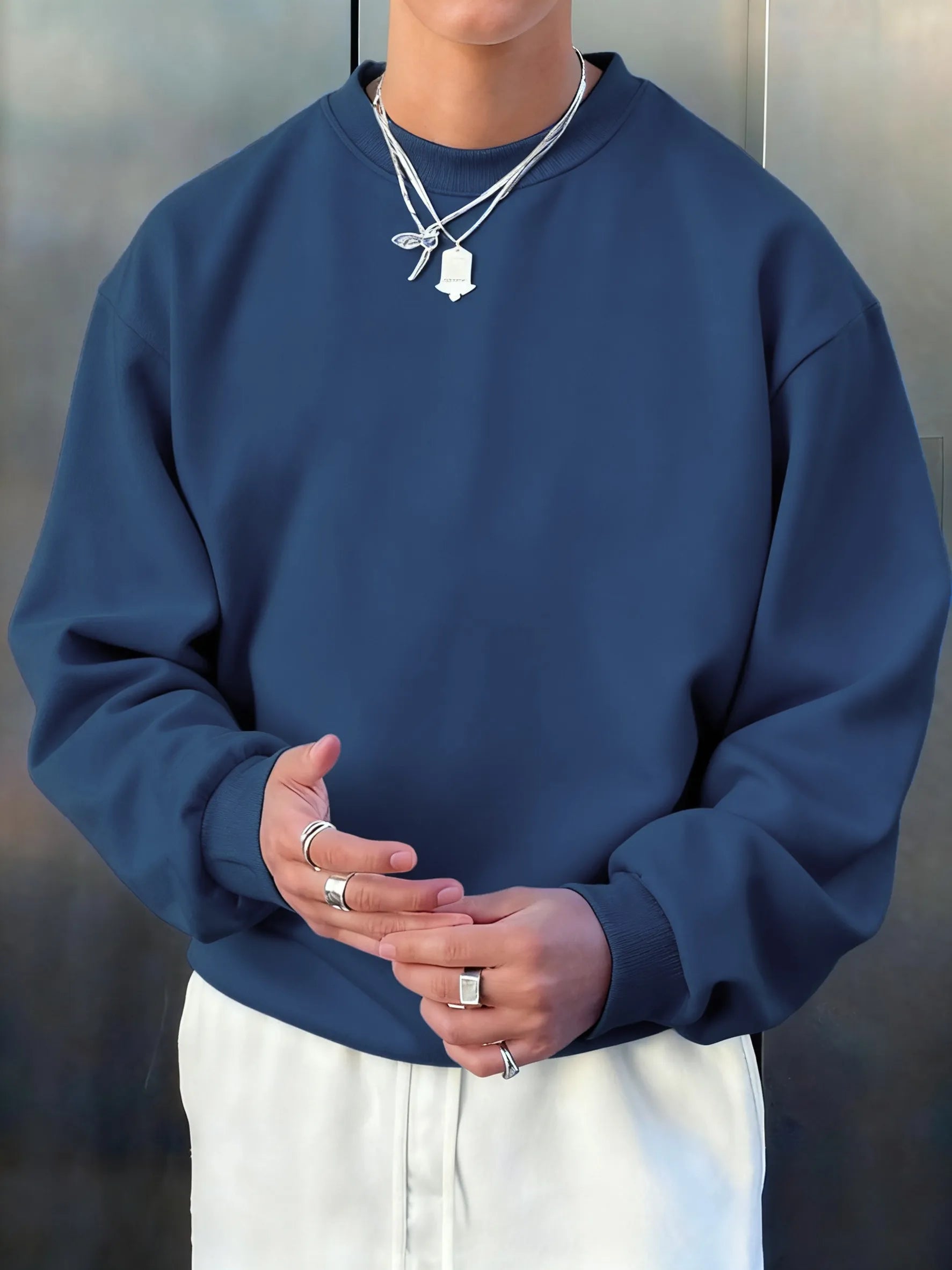 Man'S Fleece Autumn Top Street All-Match Pullovers Comfortable Basics Sweatshirts Sport Casual Sportswears Daily Soft Clothing