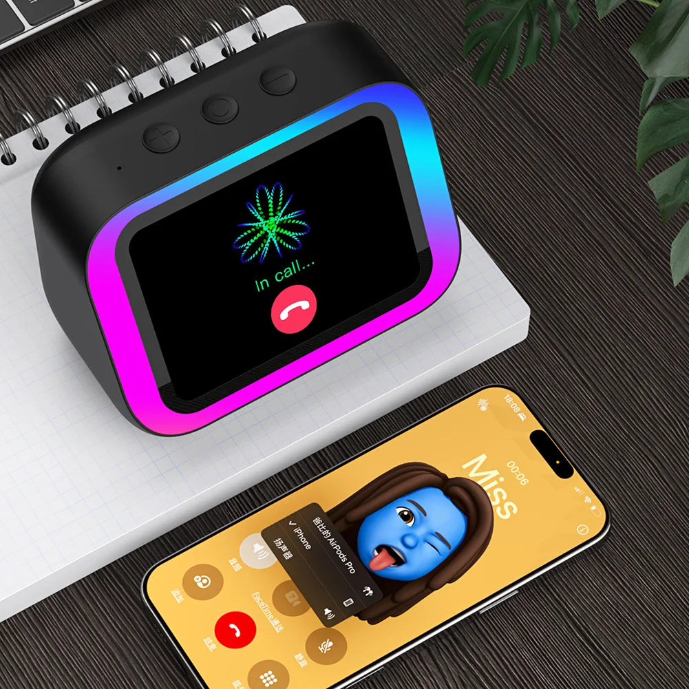 Smart Speaker with HD Display AI Voice Assistant Bluetooth 5.4 Music Player Weather Show Hands Free Calling Custom Photo Album