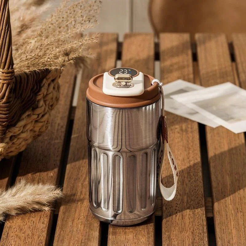 Travel Smart Temperature Measurement Insulated Stainless Steel 316 Coffee Cup Portable Car Companion High Aesthetic Value
