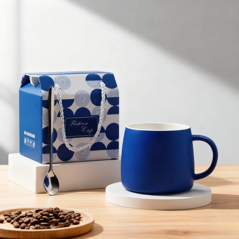 500ml creative design ink blue ceramic cup coffee cup couple water cup breakfast oatmeal cup holiday gift porcelain cup