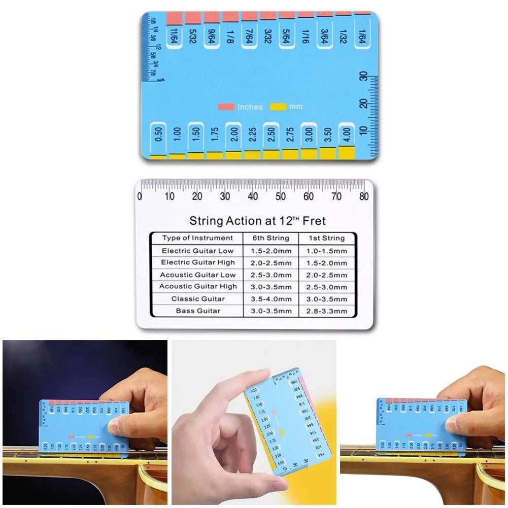Guitar String Gauge 3.3 X 2.1inch Plastic Ruler.Stainless Steel/Durable/Used For Acoustic/Electric Guitar/Bass Musical Parts