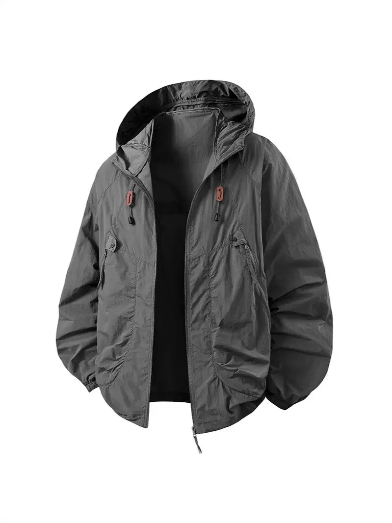 Summer UV Protection Hooded Jacket Unisex UPF50+ Ultra Thin Ice Silk Fishing Skin Coat with Quick-Dry Technology Outdoor Sports