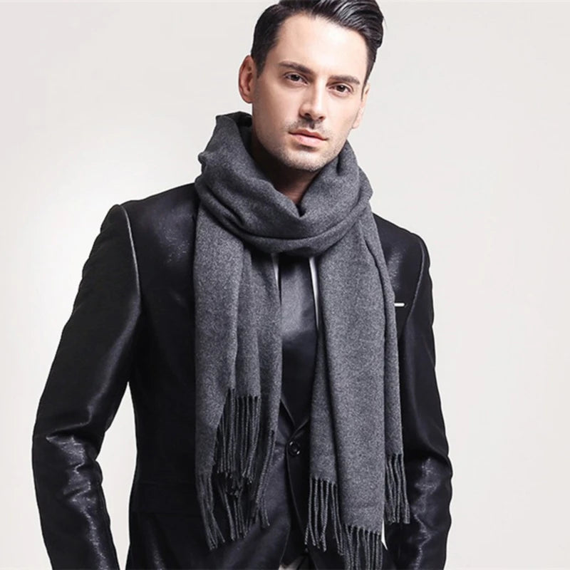 Wool Scarves Winter Soft Warm Cashmere Shawl Thickened Long Tassel Shawl Warm Scarf Fashion Solid Color Women Man Scarf - Free Items Weekend.