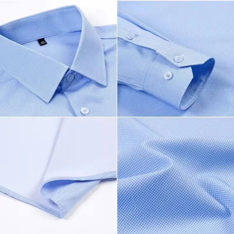 New Anti-Wrinkle Mens Plaid Stripe Shirts Autumn Spring Long Sleeve Thin Non-ironing Smooth Business Daily Social Man Clothing