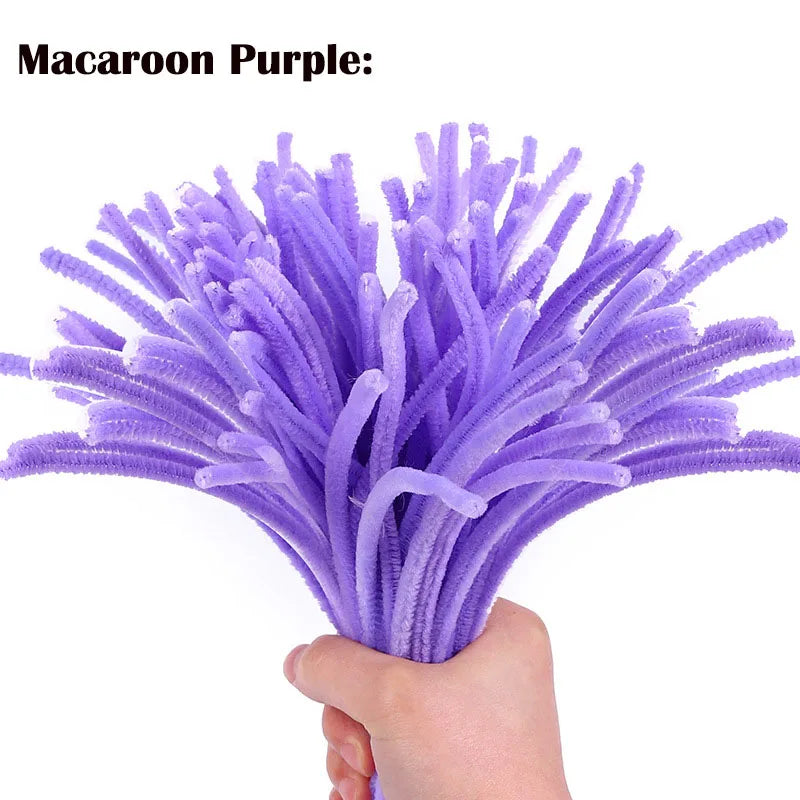 100/200/300/500/1000pcs DIY Plush Chenille Sticks Stem Pipe Cleaner HandCraft part for Spring Xmas Halloween Newyear Easter
