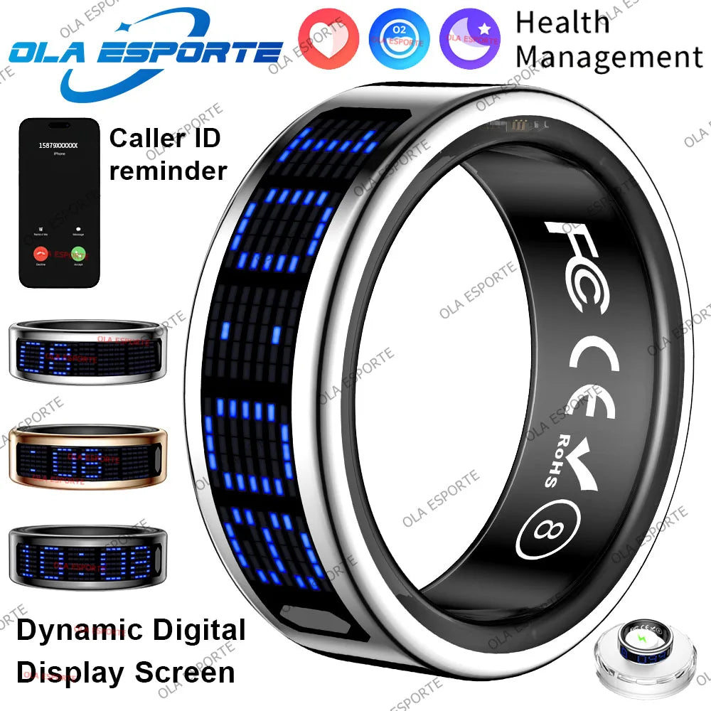 Health Smart Ring Heart Rate Sleep Monitoring Touch Display Screen Pedometer Multiple Exercise Modes Multi-Function Fashion Ring