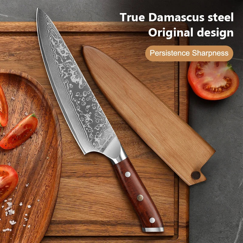 8 Inch Kitchen Chef Knife Set cooking kitchen Knife Japanese Kitchen Damascus Steel knife  Sharp Vegetable knife Rosewood Handle