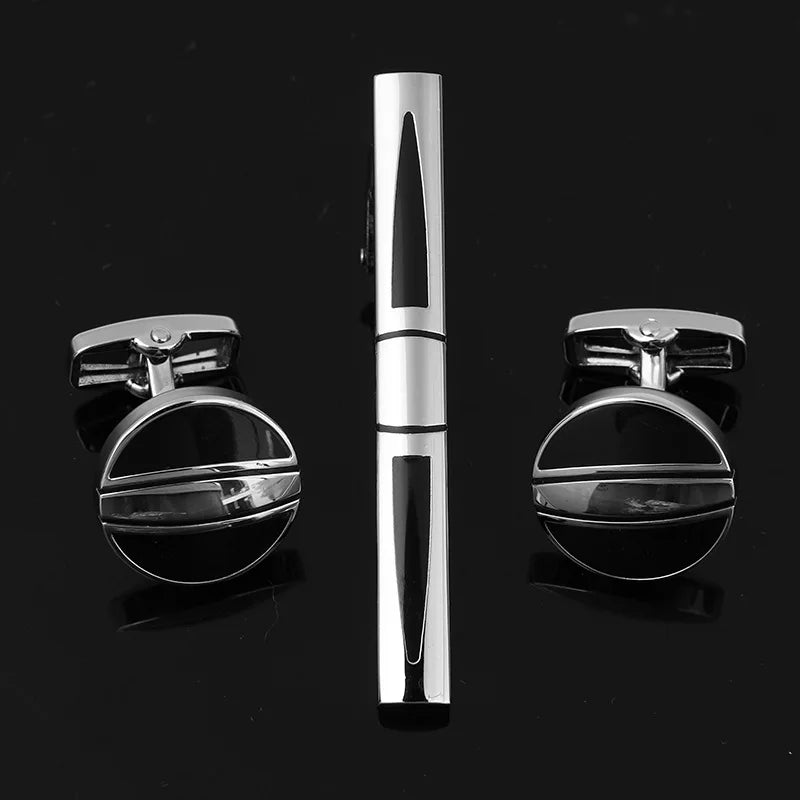 Mens Ties Clip Cufflinks Set Shirt Accessories Necktie Tie Bars Cuff Links Suit Luxury Quality Jewelry Gifts For Wedding Party