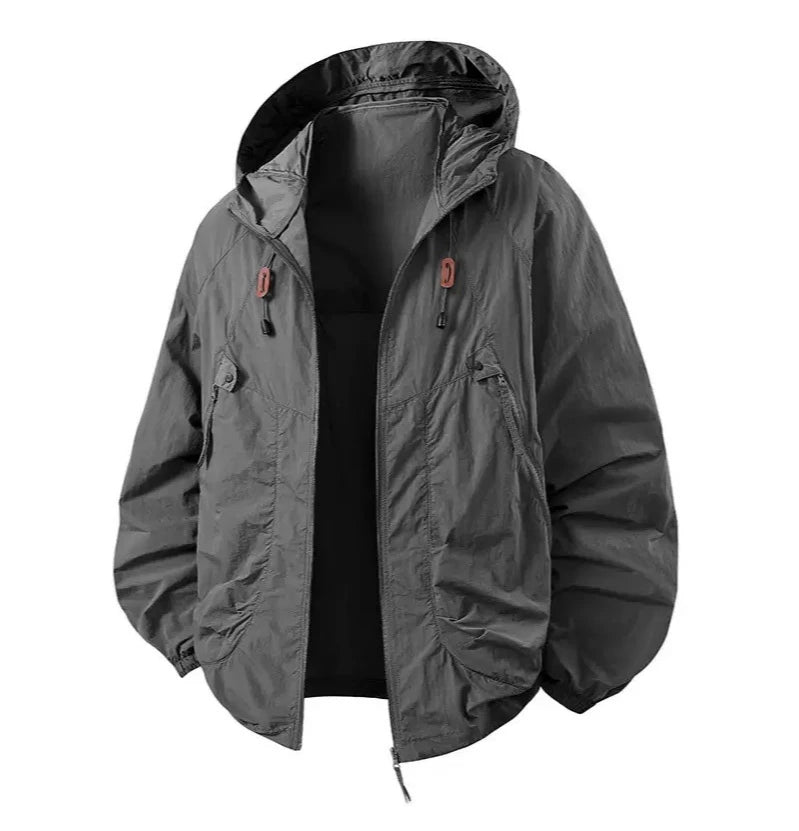 Summer UV Protection Hooded Jacket Unisex UPF50+ Ultra Thin Ice Silk Fishing Skin Coat with Quick-Dry Technology Outdoor Sports