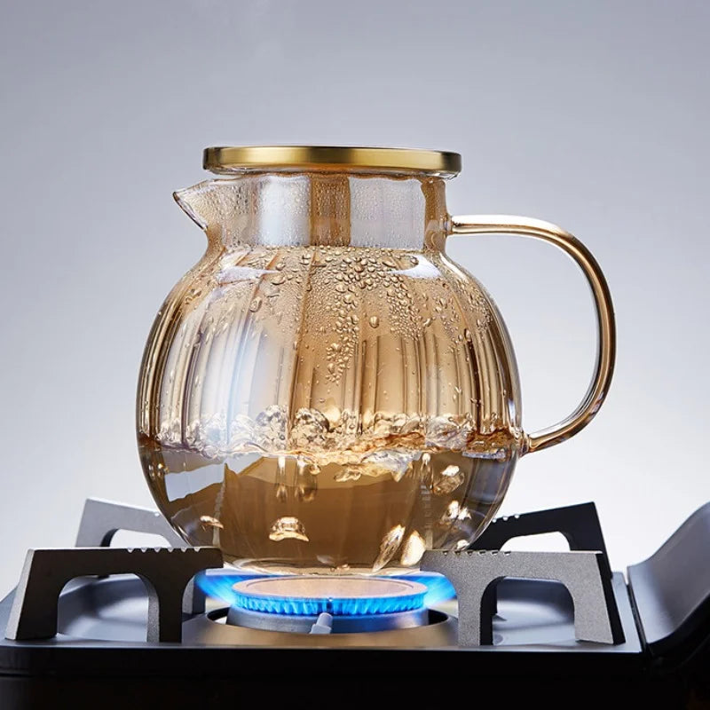 Kawaii Color Pumpkin Glass Kettle Pots Teapot Thermal Water Bottle 1000ml with Cup Moka Pot Home Appliance Kitchen Accessories