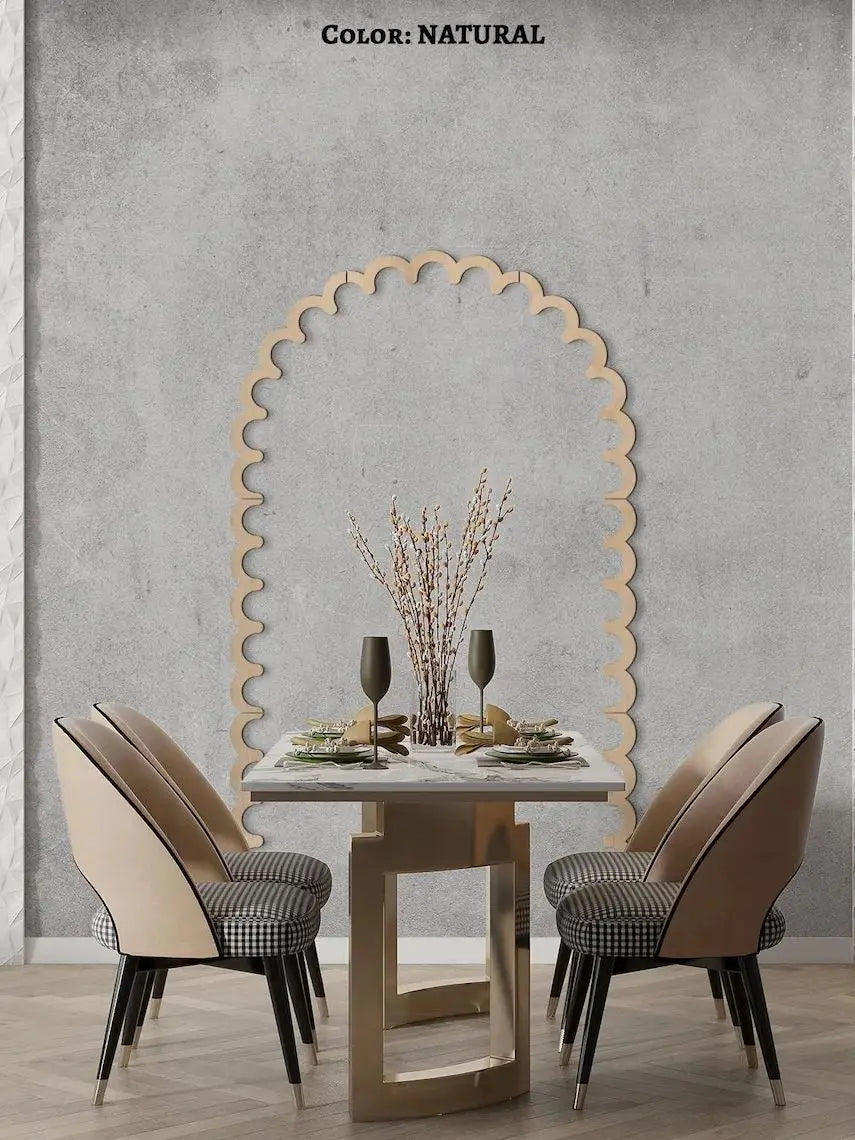 Wood Wall Arch Decor Modern Wooden Wall Panel Scallop Wall Trim Accent DIY wood  arch shaped wooden frame scalloped