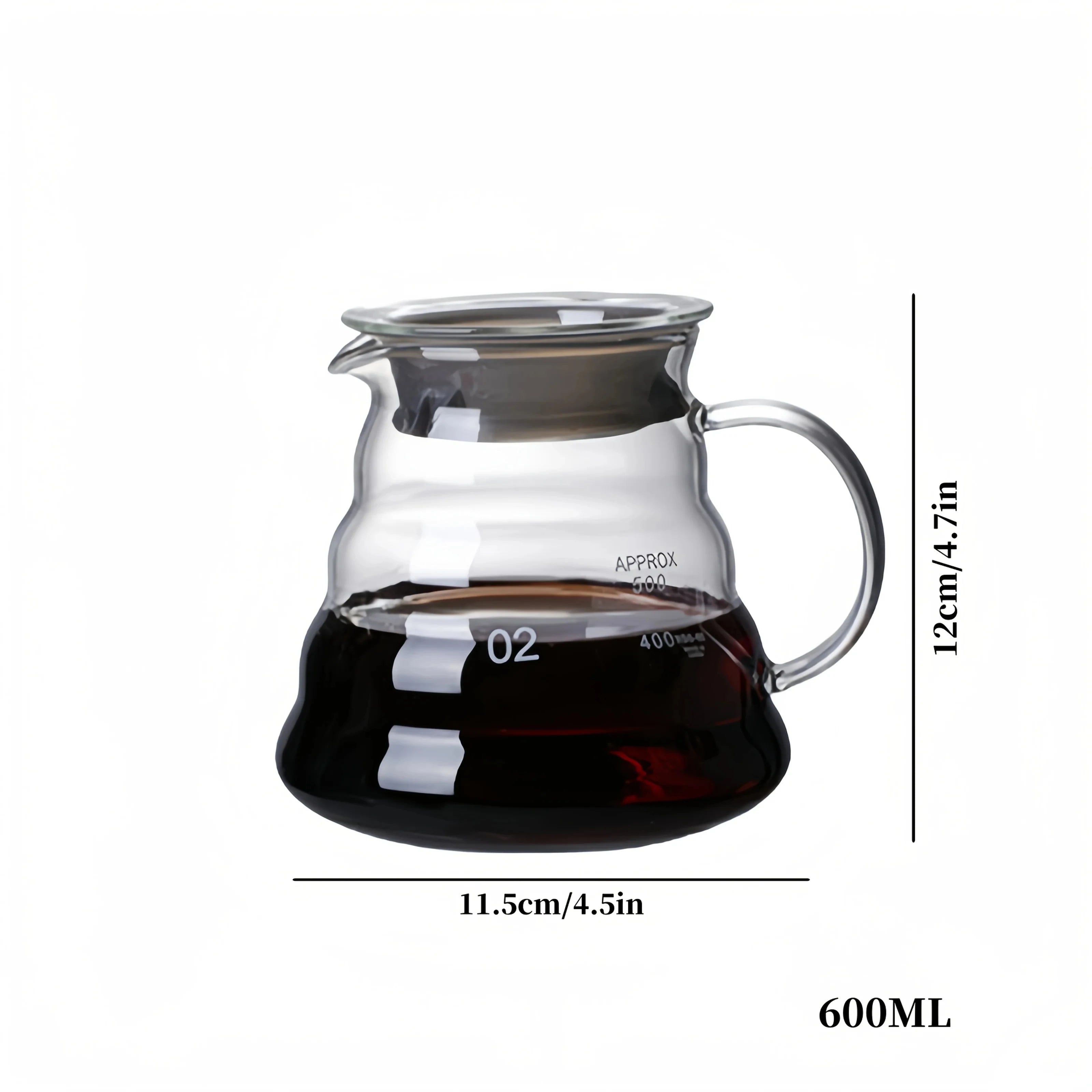 Handmade Glass Coffee Carafe with Filter Set Pour over Coffee Pot Tea Brewing Server Includes Coffee Extraction Cup