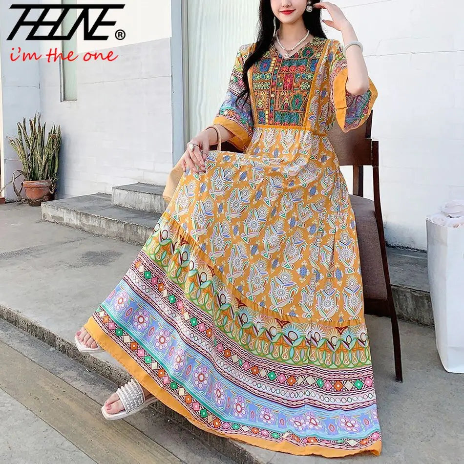 Indian Dress for Women Summer Embroidery Chic Elegant Party Dresses Clothes Vintage Long Maxi Prom Bohemian Beach Robe Vestidos -50% off.