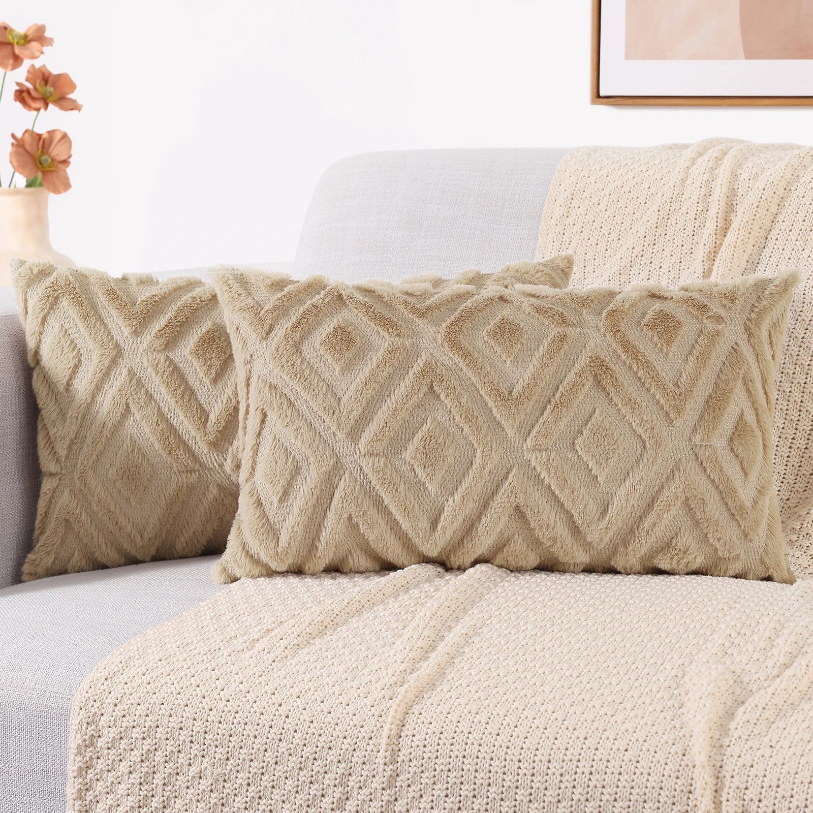 HAPIHAPPY Decorative Throw Pillow Covers 45X45 Set of 2 Soft Plush Pillow Case Pillow Covers Bed Sofa Living Room Pillow Covers
