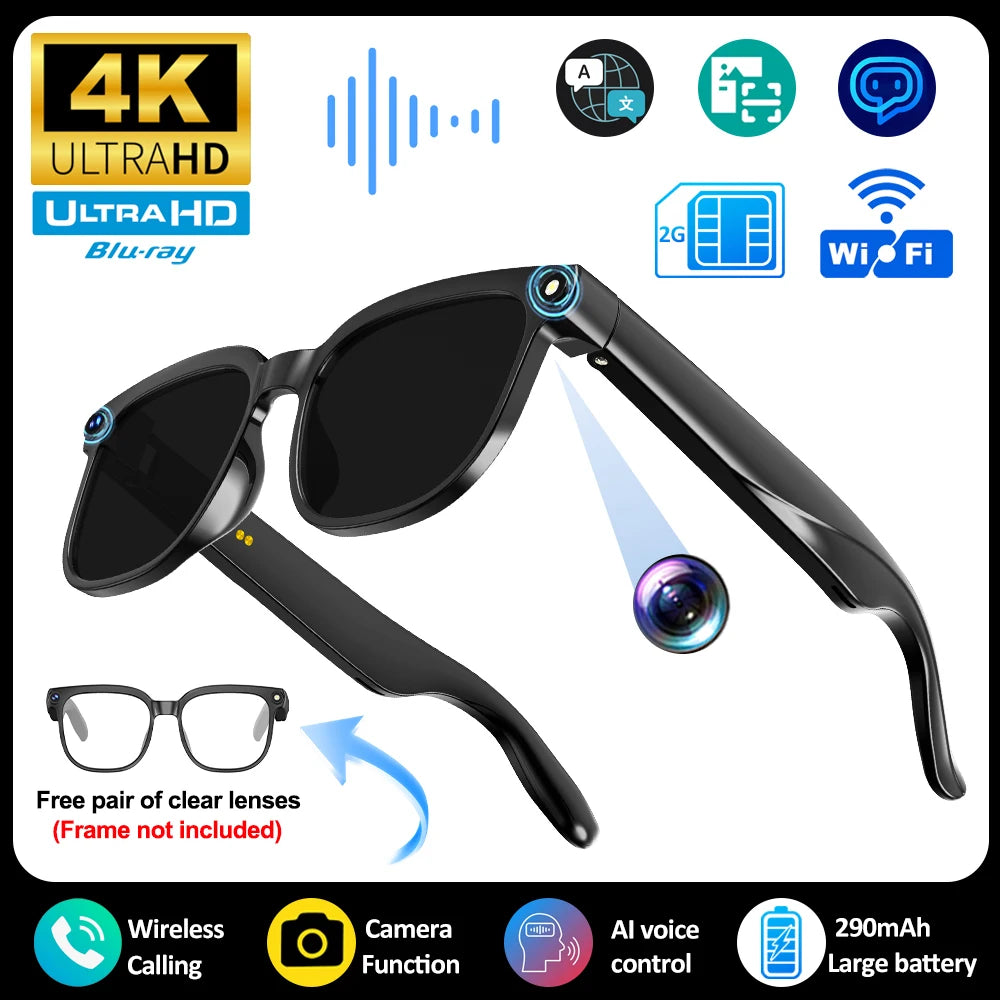 AI Smart Glasses 2026 New Men 800W Camera Color-Changing Translation Glasses Waterproof Call Photo Video Recording Sunglasses - Free Item Weekend (50% off).