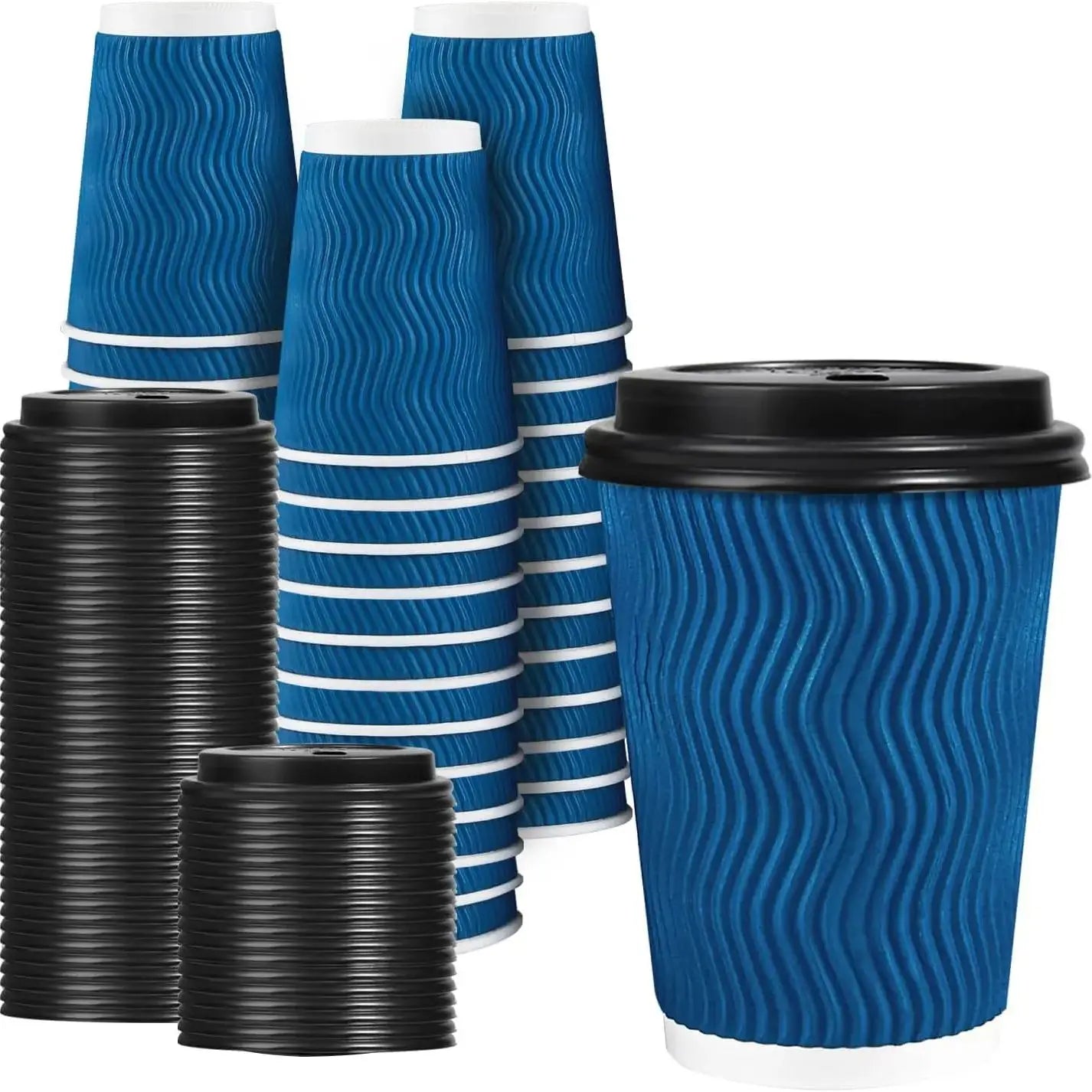 50 Pack 12 oz Disposable Coffee Cups with Lids To-Go Paper Coffee Cups for Hot Beverage Chocolate and Cocoa Coffee Bar Shop
