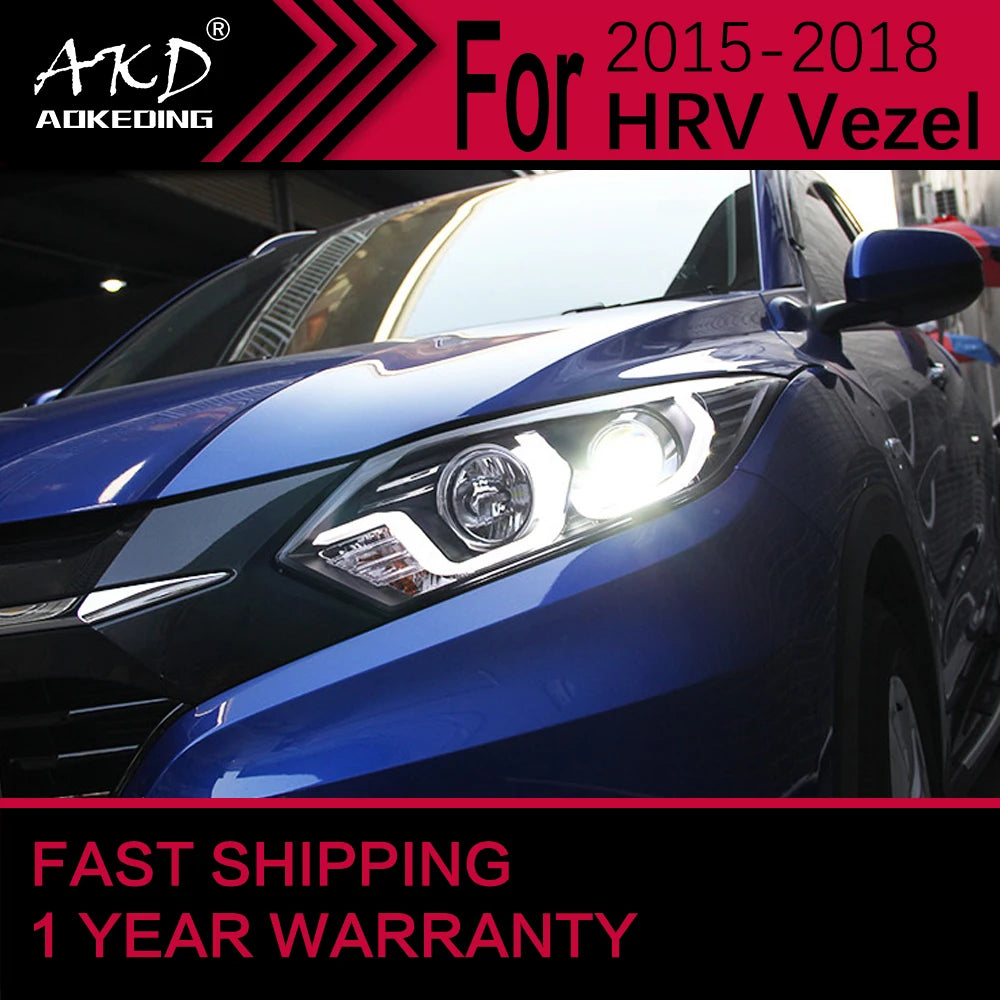 Car Lights for Honda HRV HR-V LED Headlight 2015-2018 Vezel Head Lamp Drl Projector Lens Automotive Accessories
