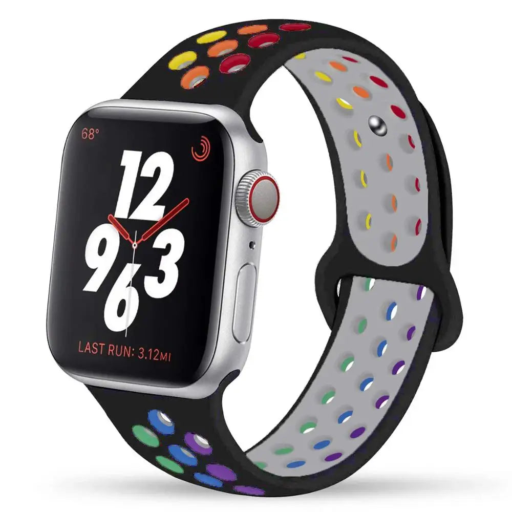 Silicone Strap For Apple Watch Band 45mm 44mm 40mm 49mm 41mm 38mm 42mm Sport bracelet iWatch Ultra 2 Series 9 8 7 6 se for nike