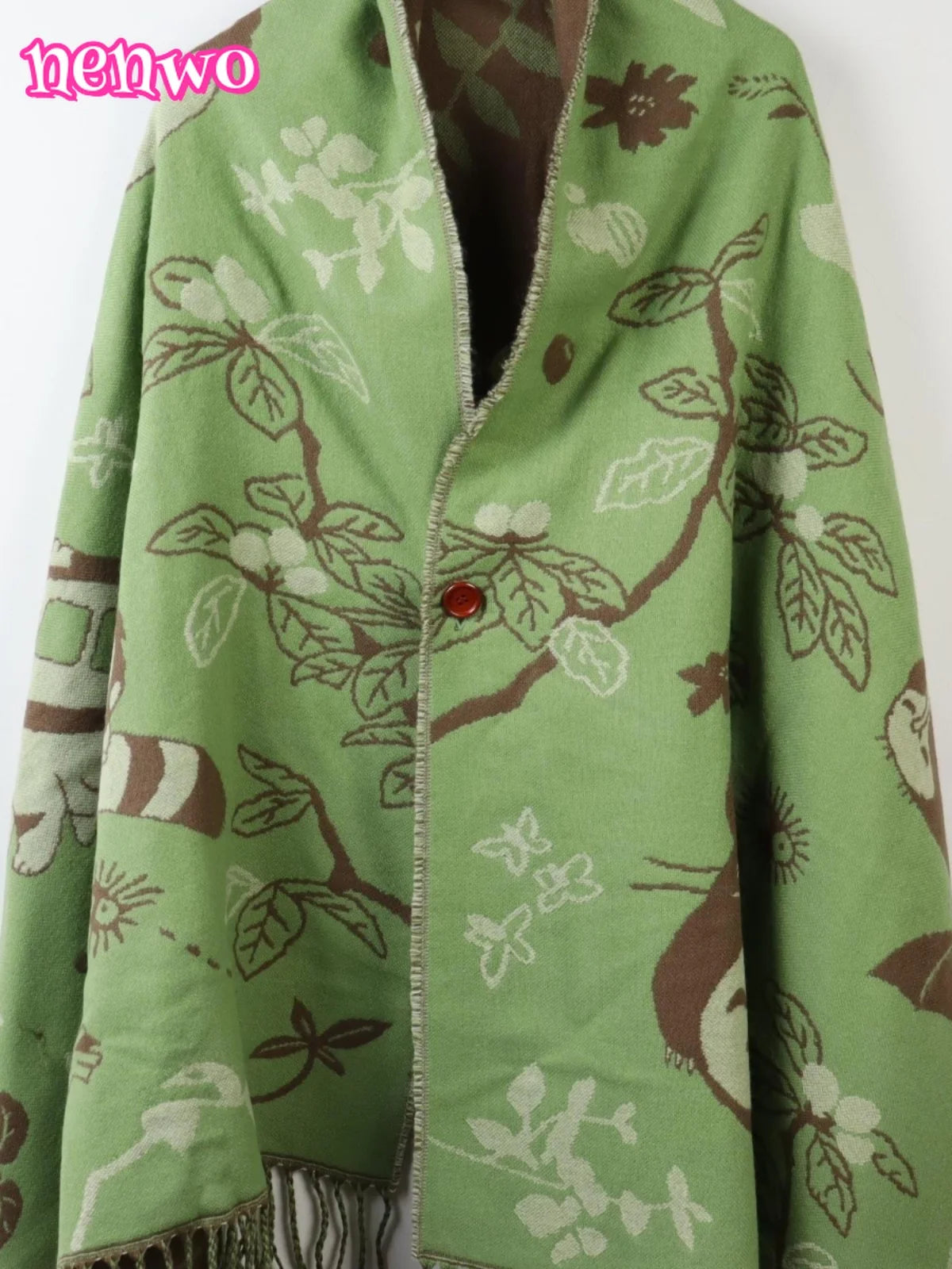 Scarfs Niche Scarf Shawl Fashionable Versatile Cute Cartoon Thickened Double-sided Winter Warm Button Scarf Girls Dual-purpose