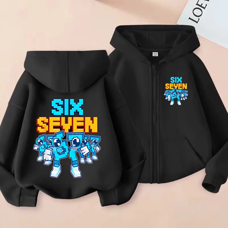 Children's Funny 67 Brainrot Zip Up Sweatshirts Six Seven Hoodies Clothes Kid Girl Boy Zipper Hoody Baby Casual Fashion Tops