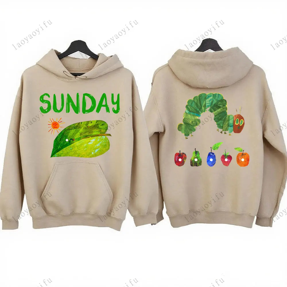 Hungry Caterpillar Printed Hooded The Very Hungry Caterpillar Hoodies Aesthetic Clothes Autumn and Winter Keep Warm Sweatshirt
