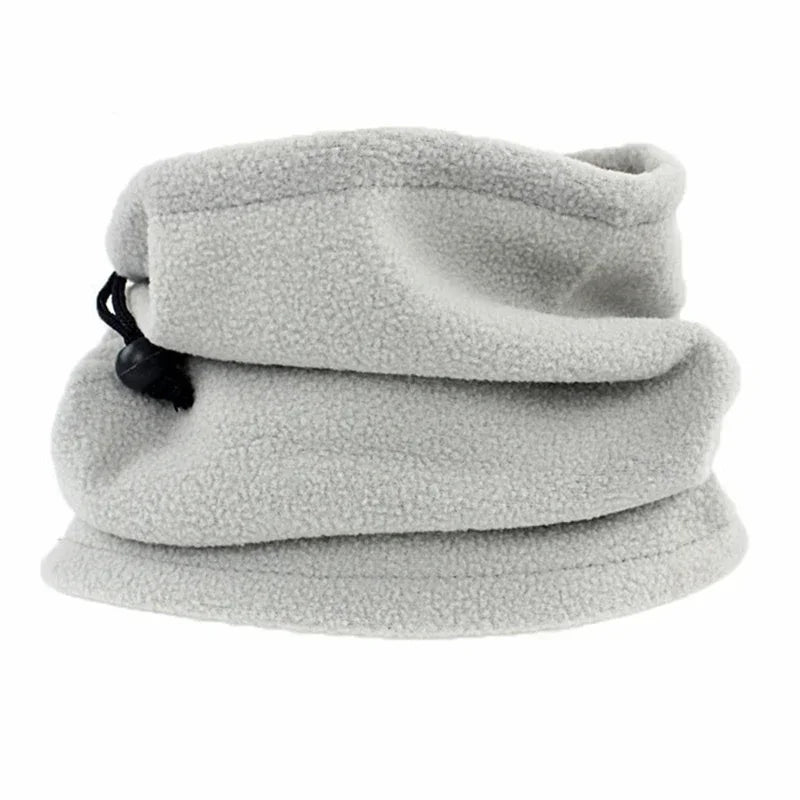 Unisex Faux Fleece Drawstring Scarf Solid Color Winter Outdoor Neck Warmer Adjustable Windproof Scarf Men Fashion Snood Scarves