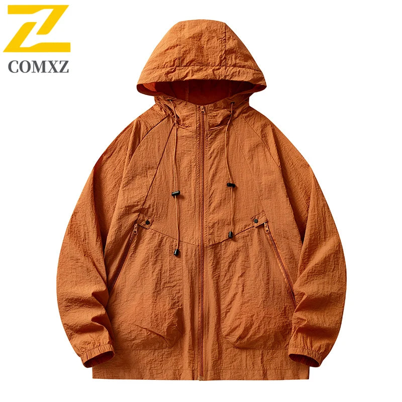 Summer Jacket Men's Casual Lightweight Breathable UPF50+ UV Hooded Coat Male Minimalist Trendy Camping Fishing Skin Windbreaker