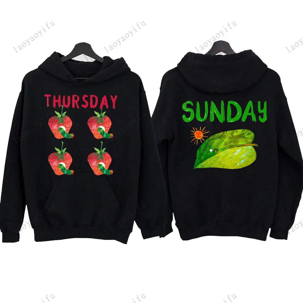 Hungry Caterpillar Printed Hooded The Very Hungry Caterpillar Hoodies Aesthetic Clothes Autumn and Winter Keep Warm Sweatshirt