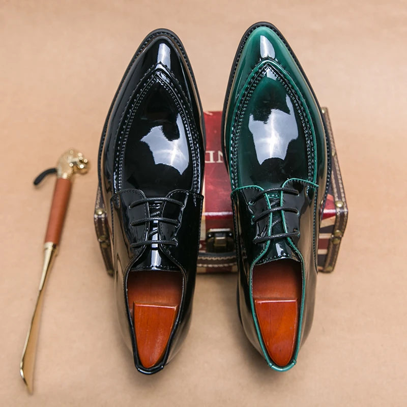 Hot Selling Luxury Banquet Dress Shoes Europe America Men's Pointed Business Shoes Glossy Black Men's Work Leisure Shoes
