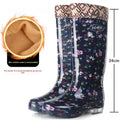 Anti-Slip High-Tube Crystal Flower Ladies Rain Boots PVC Material Kitchen Dining Hall Cleaning Fashionable Water Shoes