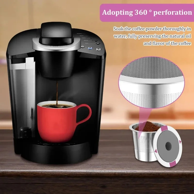 2 Pack Reusable K Cups,Universal Stainless Steel Reusable Coffee Pods,Refillable Single K Cups for K 2.0 and 1.0 Coffee Maker