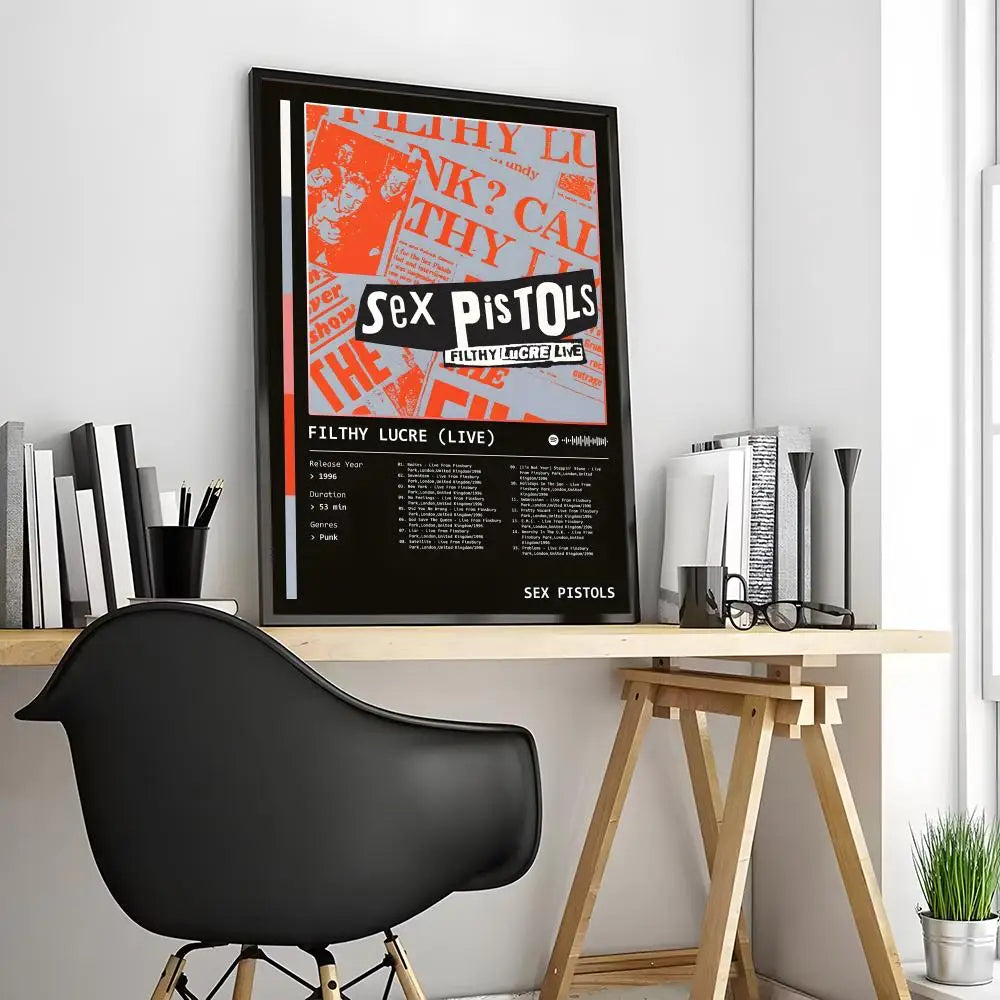 One Of The Influential Punk Band Painting Calligraphy Canvas Poster: Crease Free Waterproof Durable All Space Wall Decor
