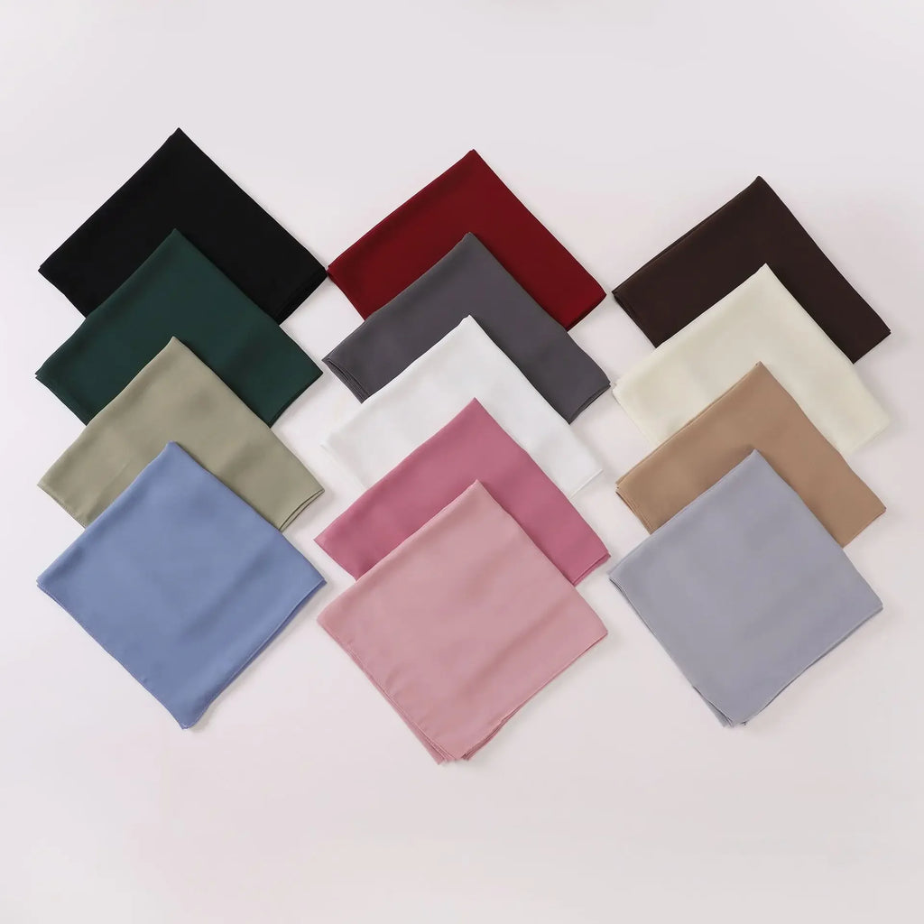 110*110CM Square Chiffon Hijab Solid Color Headscarf for Women Muslim Shawls Head Wrap Bandanas Headband Kerchief Turbante Mujer