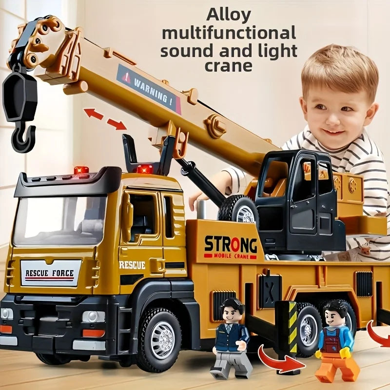 American Popular Edition, Children's Crane Toy Engineering Vehicle Toy, With Light Effect, Suitable For Outdoor, Beach Children'