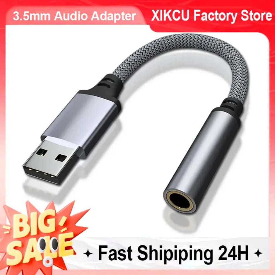 3.5mm Jack Female USB External Sound Card Audio Adapter Headphone Micphone Sound Adapter for PC Laptop USB to 3.5mm Audio Cable