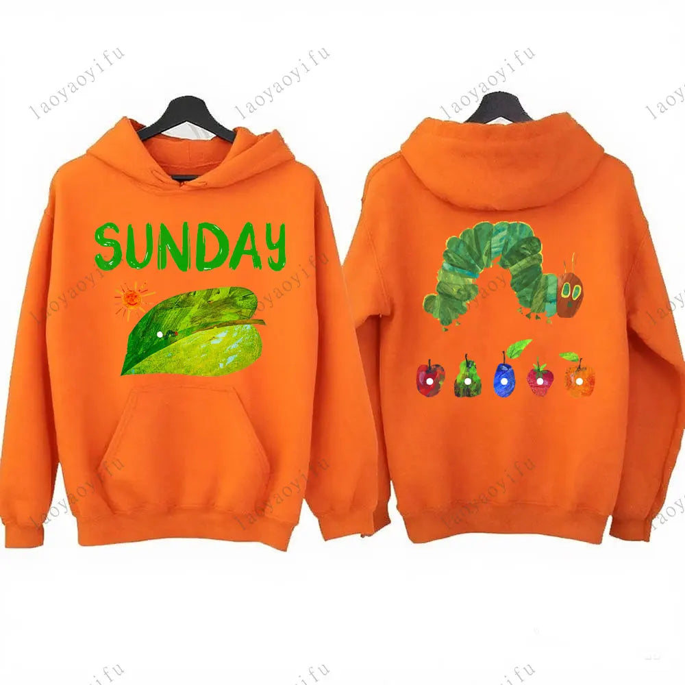 Hungry Caterpillar Printed Hooded The Very Hungry Caterpillar Hoodies Aesthetic Clothes Autumn and Winter Keep Warm Sweatshirt