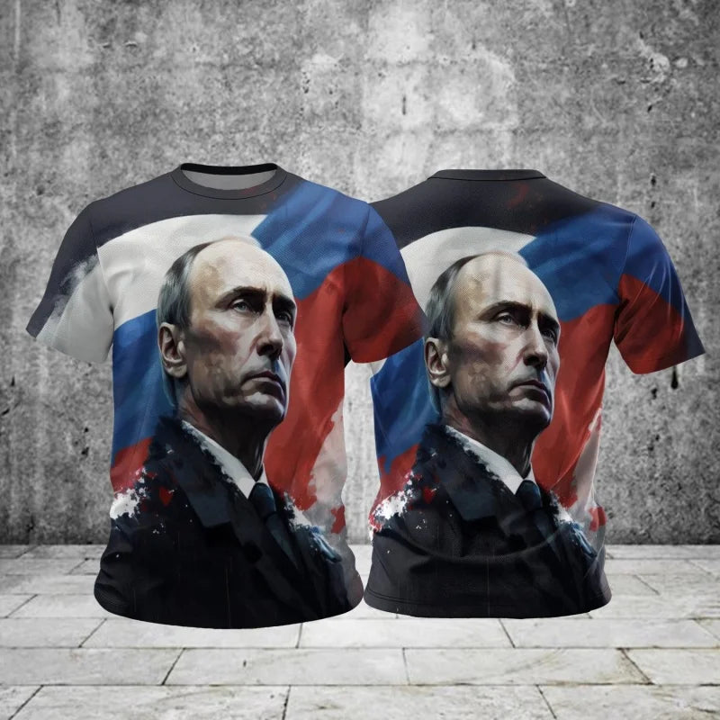 Russia Flag Map Pattern T Shirt For Men National Emblem 3D Printed T-Shirts Summer Casual Round Neck Tees Loose Short Sleeve Top