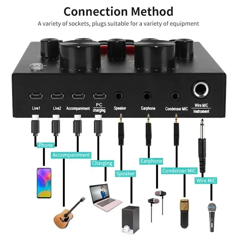 For BM800 V8 Sound Card Set Professional Audio Condenser Mic Studio Singing for Karaoke Podcast Recording Live Streaming