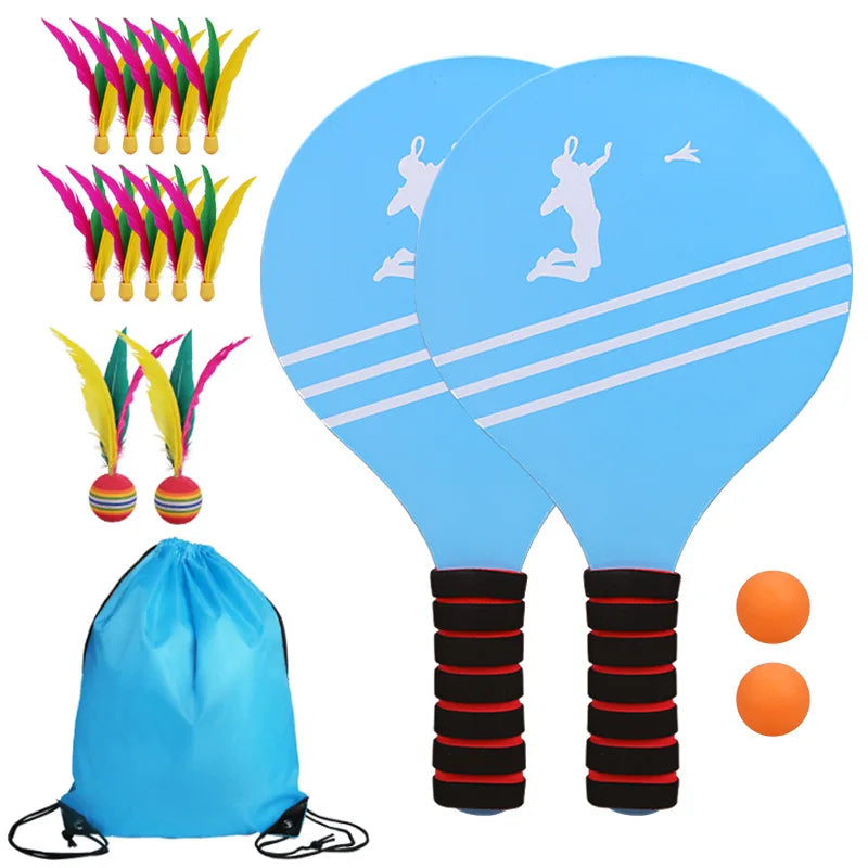 1Set Beach Tennis and Badminton Racket Paddle Set Paddle Ball Jazzminton Game Summer Open Spaces Park Beach Playing