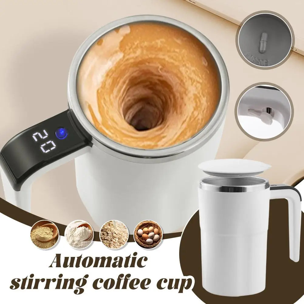 Smart Mixing Cup Electric Magnetic Stirring Cup Temperature Display USB Rechargeable Portable Shaker For Protein Coffee Shake