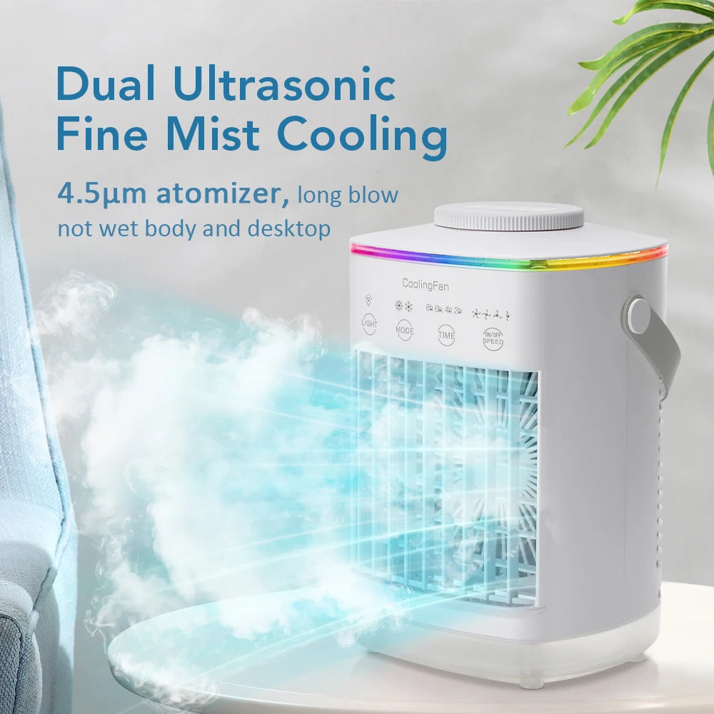 3 In 1 Fan AIr Conditioner Household Small Air Cooler LED Night Light Portable Humidifier Air Adjustment Fan Office Home Fan
