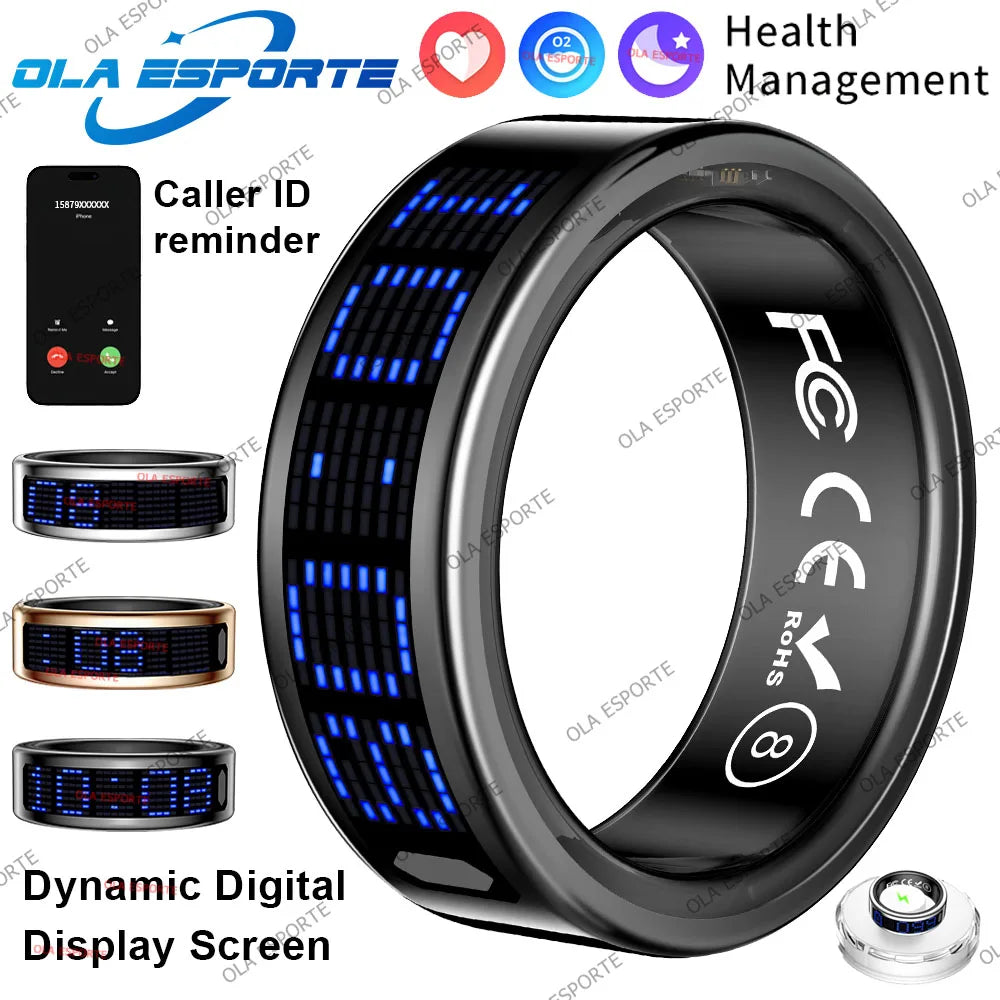 Health Smart Ring Heart Rate Sleep Monitoring Touch Display Screen Pedometer Multiple Exercise Modes Multi-Function Fashion Ring