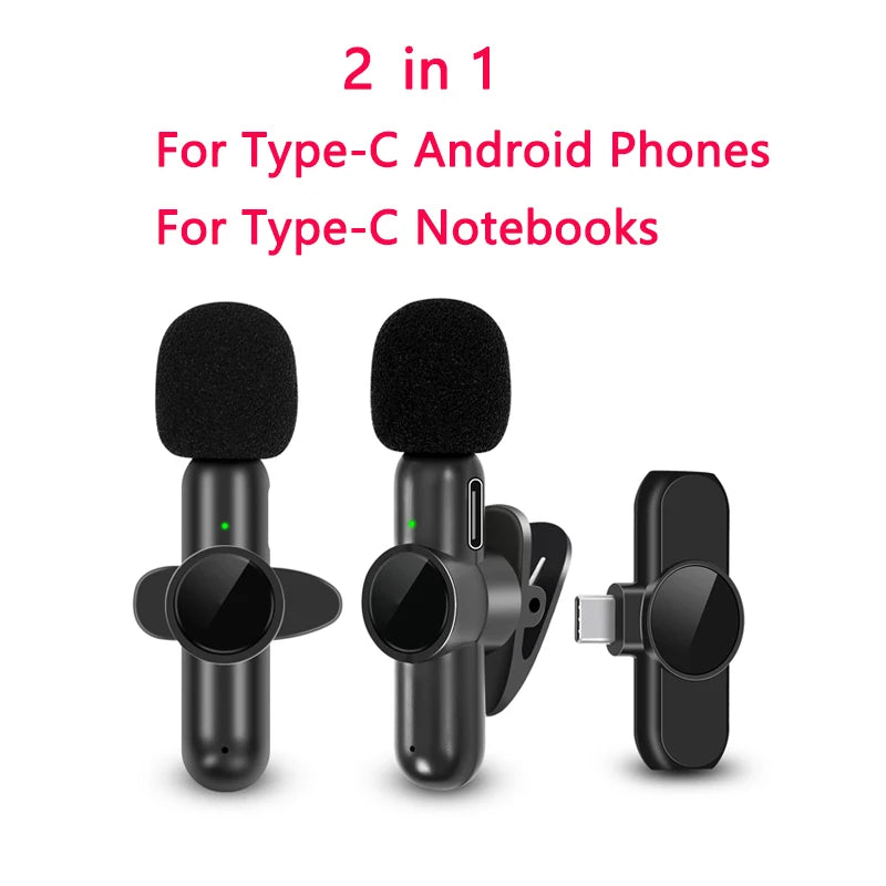 K61 Wireless Lavalier Microphone Audio Video Recording Mini Mic For iPhone iPad Android Laptop Live Gaming Smartphone Microphone
