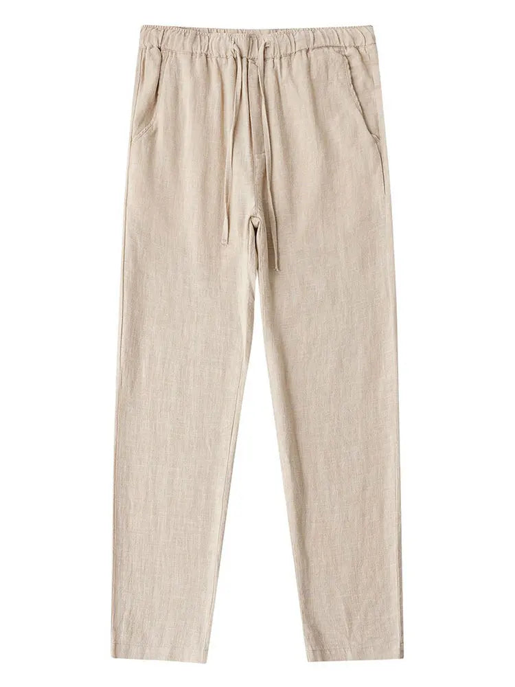 Casual Cotton Linen Chino Pants Men Wide Leg Lightweight Baggy Cotton Sweatpants Male Sport Jogger Straight Work Trousers
