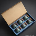 6pcs Set Ceramic Retro Espresso Coffee Cup With Wooden Handle Office Water Cup Tea Mug Ceramic Coffee Mug Handmade Tea Gift Box