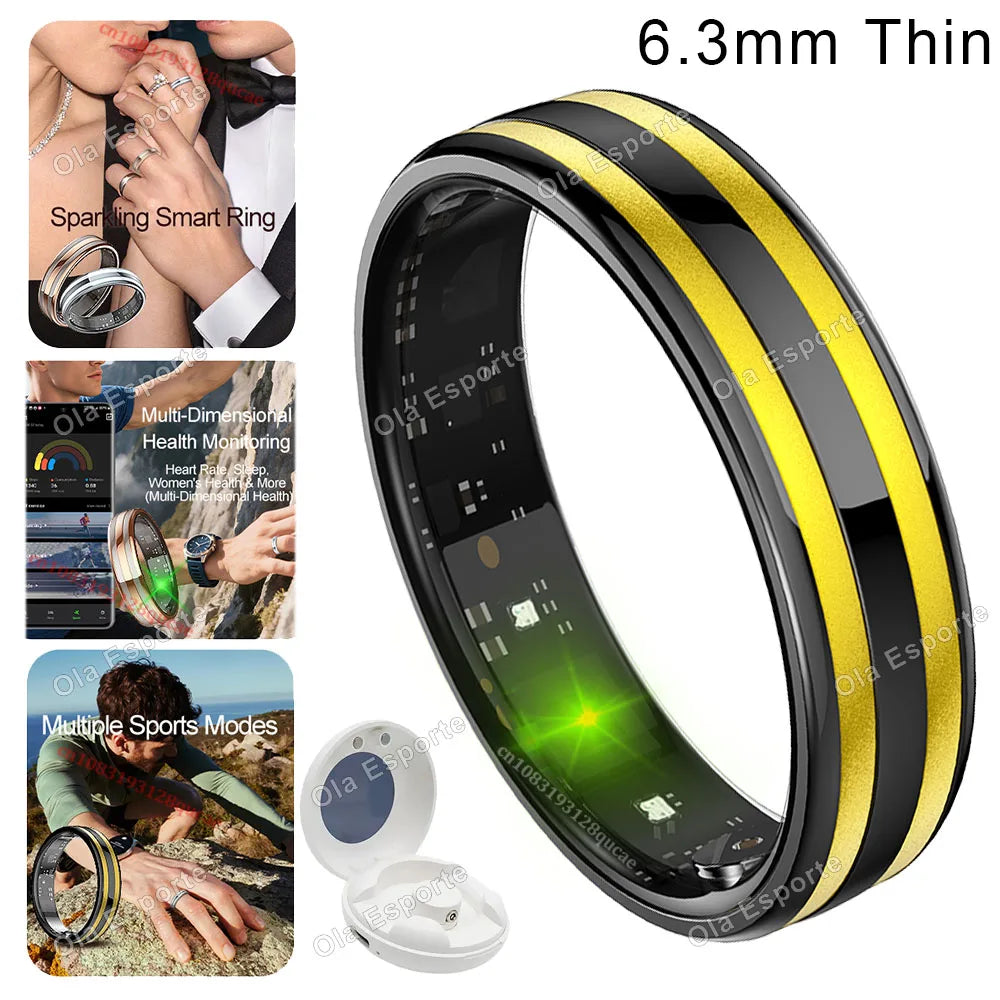 New Smart Ring Female Health Tracking Temperature Heart Rate Blood Oxygen Sleep Monitor Motion-Sensing Game IP68 Waterproof Ring